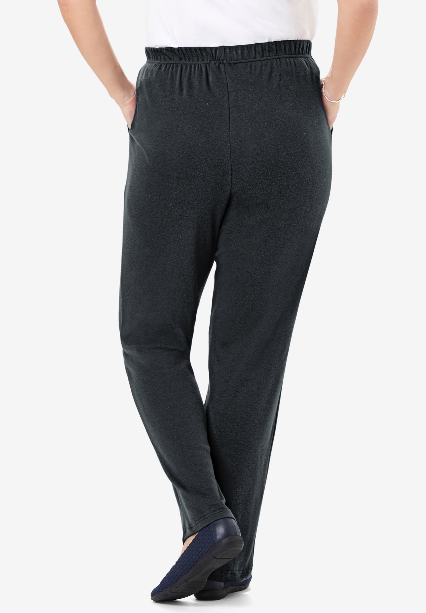7-Day Straight-Leg Elastic-Waist Stretchy Knit Pant image number 1