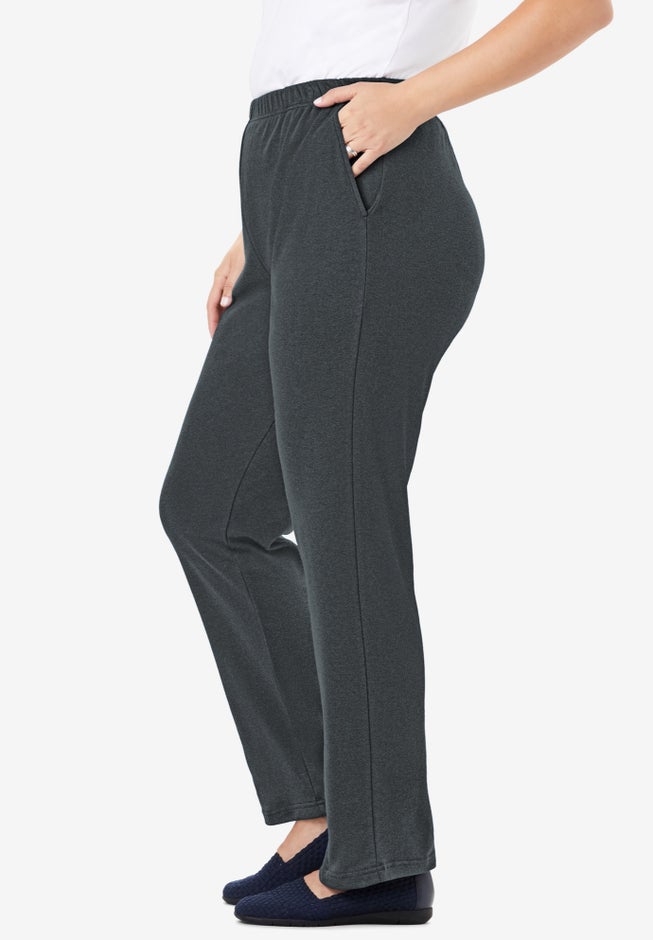 7-Day Straight-Leg Elastic-Waist Stretchy Knit Pant image number 2