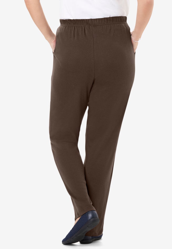 7-Day Straight-Leg Elastic-Waist Stretchy Knit Pant image number 2