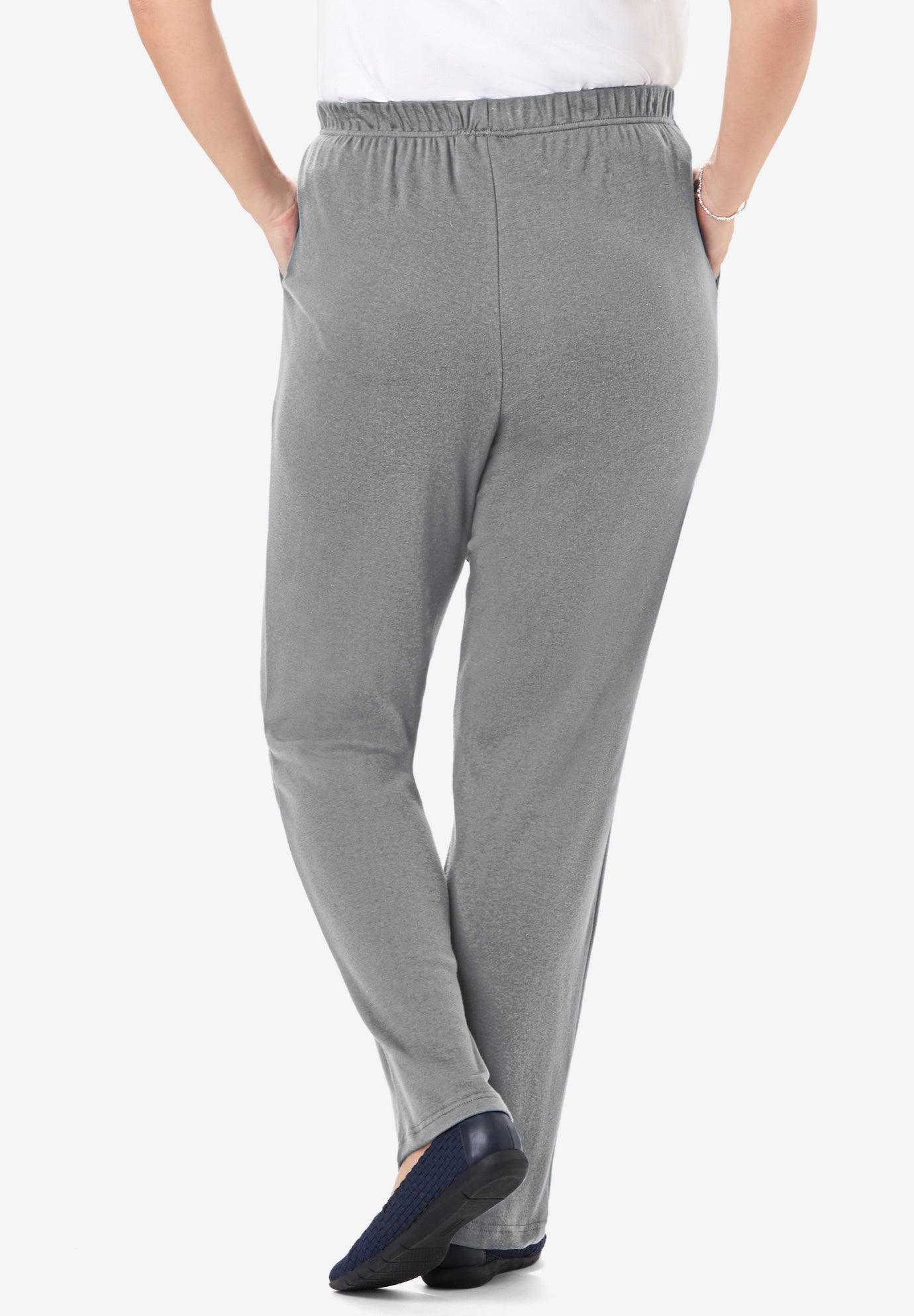7-Day Straight-Leg Elastic-Waist Stretchy Knit Pant image number 2