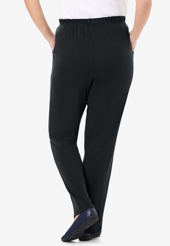 7-Day Knit Straight-Leg Pull-On Pants image number 1