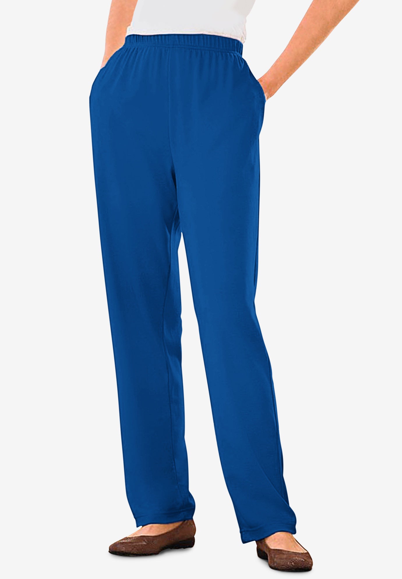 7-Day Straight-Leg Elastic-Waist Stretchy Knit Pant image number 0