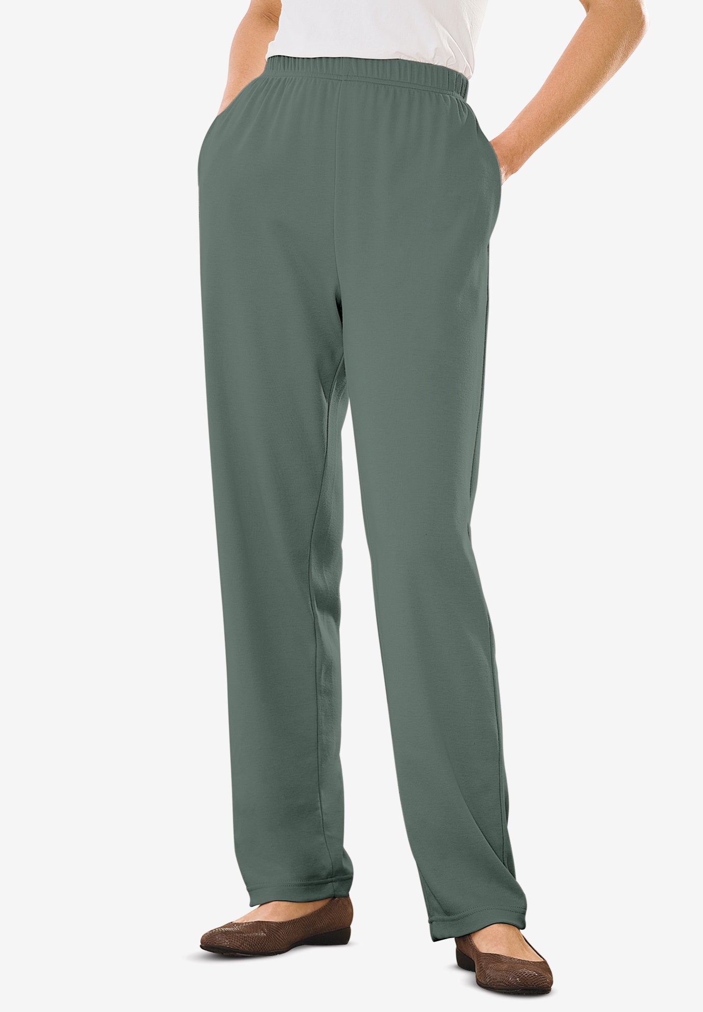 7-Day Straight-Leg Elastic-Waist Stretchy Knit Pant image number 0