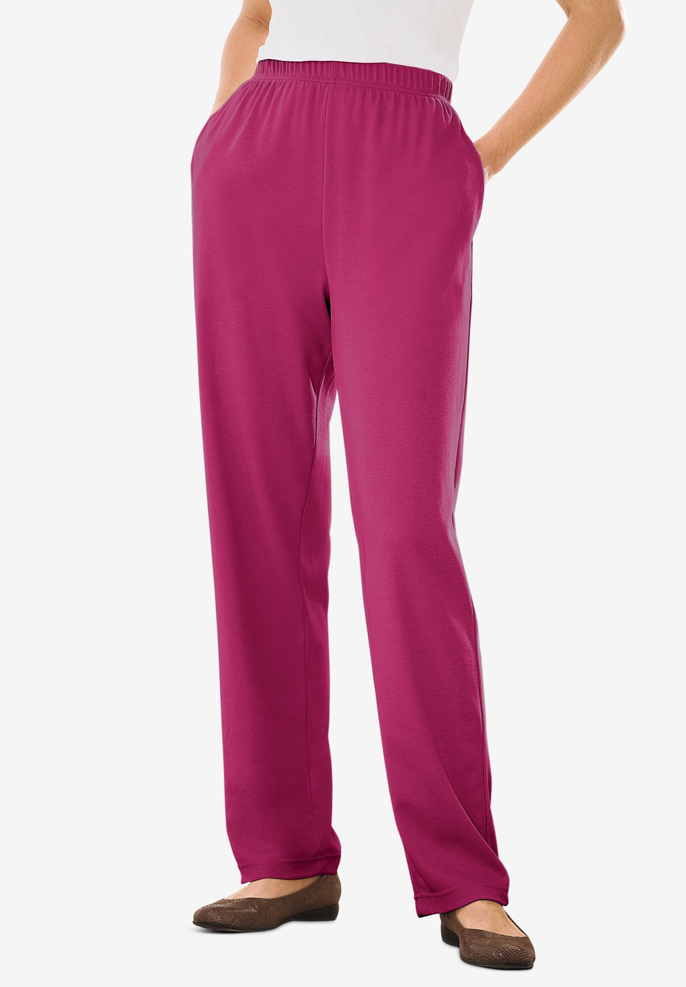 7-Day Straight-Leg Elastic-Waist Stretchy Knit Pant image number 1