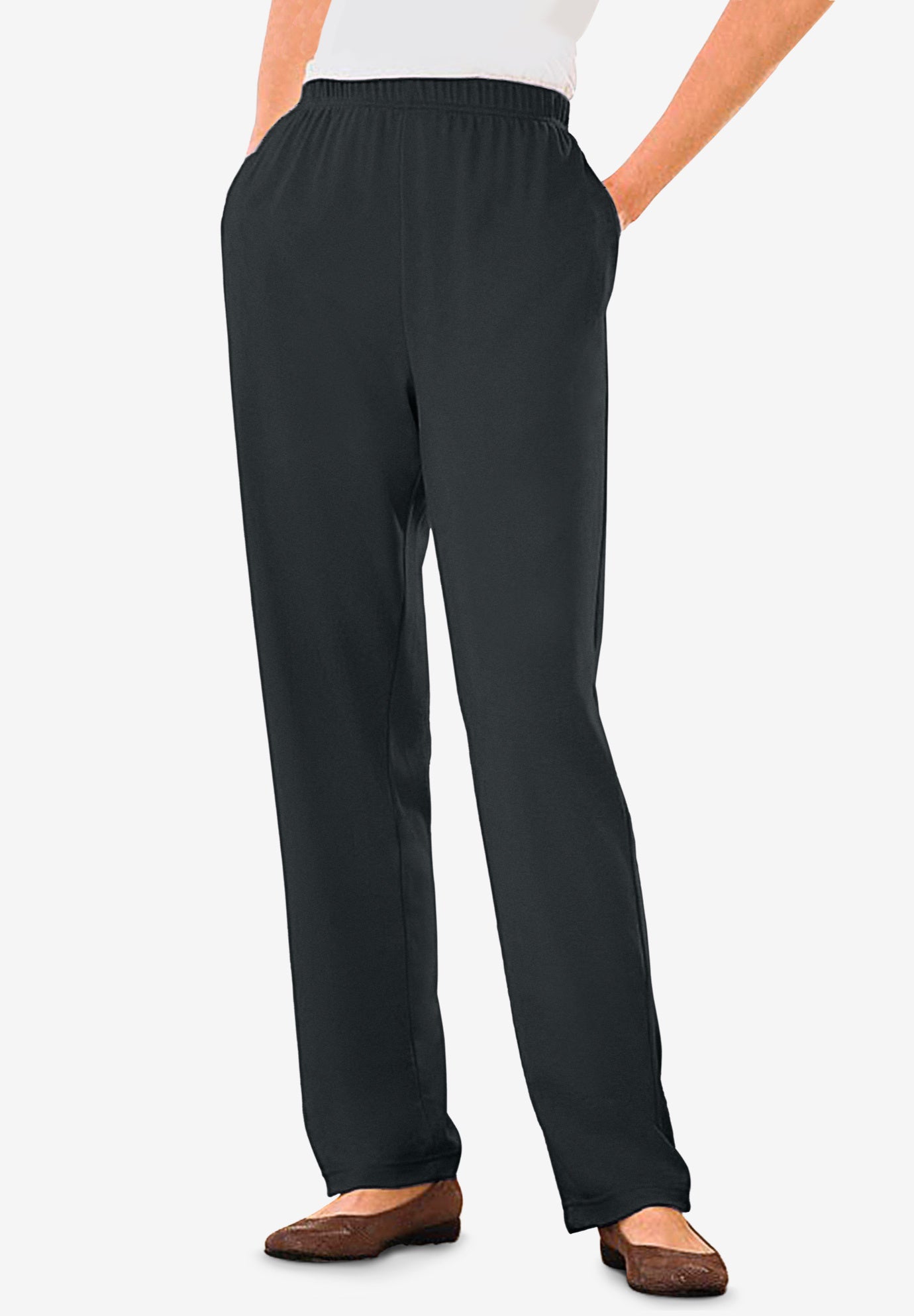 7-Day Straight-Leg Elastic-Waist Stretchy Knit Pant image number 0