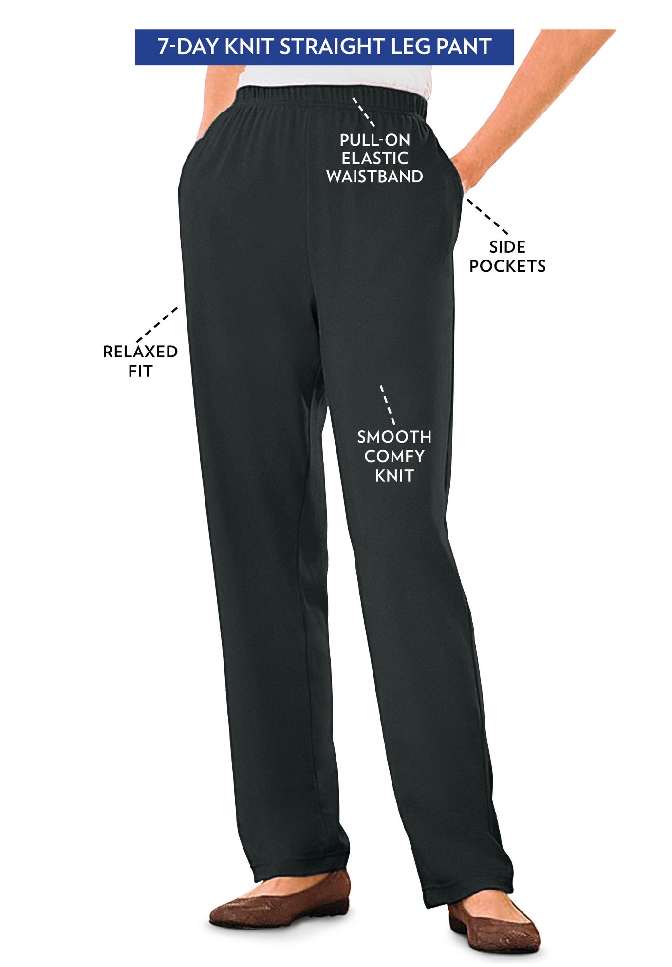 7-Day Knit Straight-Leg Pull-On Pants image number 0