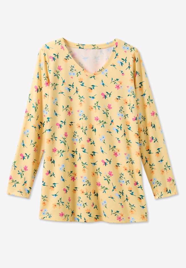 Perfect Printed Long-Sleeve V-Neck Tee image number 3