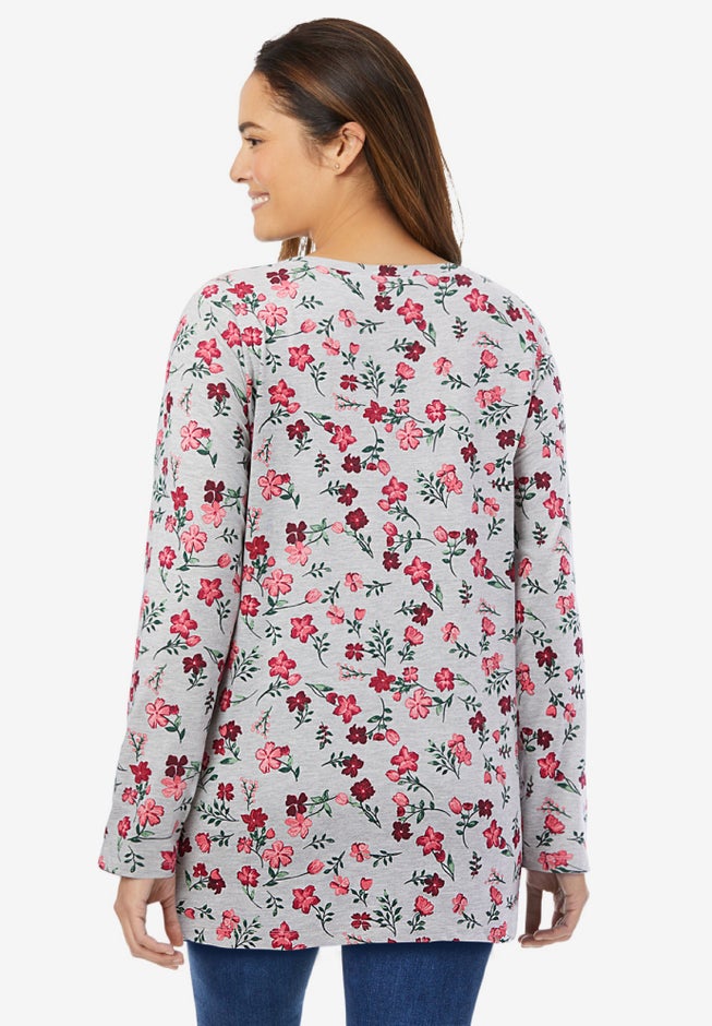 Perfect Printed Long-Sleeve V-Neck Tee image number 1