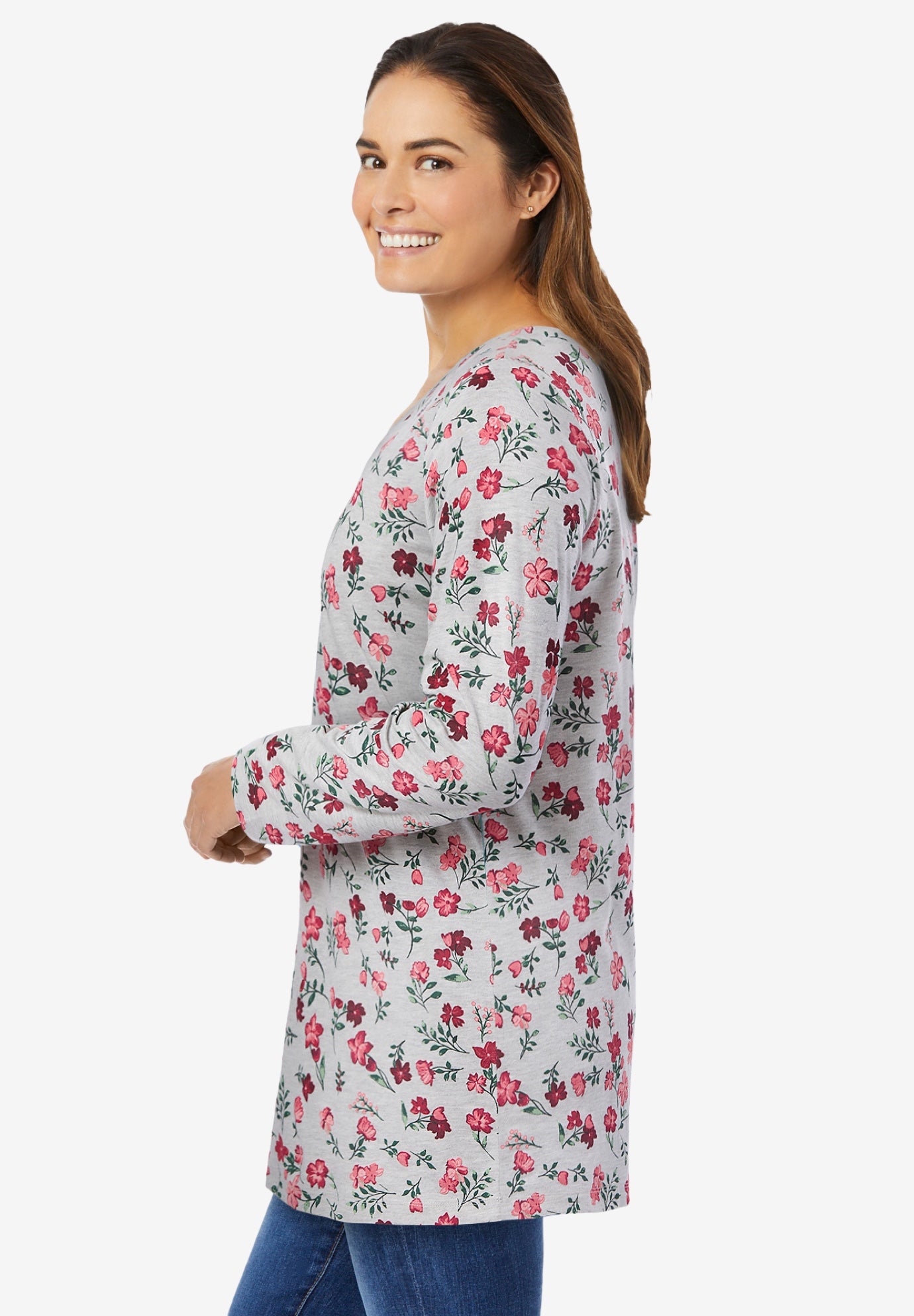 Perfect Printed Long-Sleeve V-Neck Tee image number 2