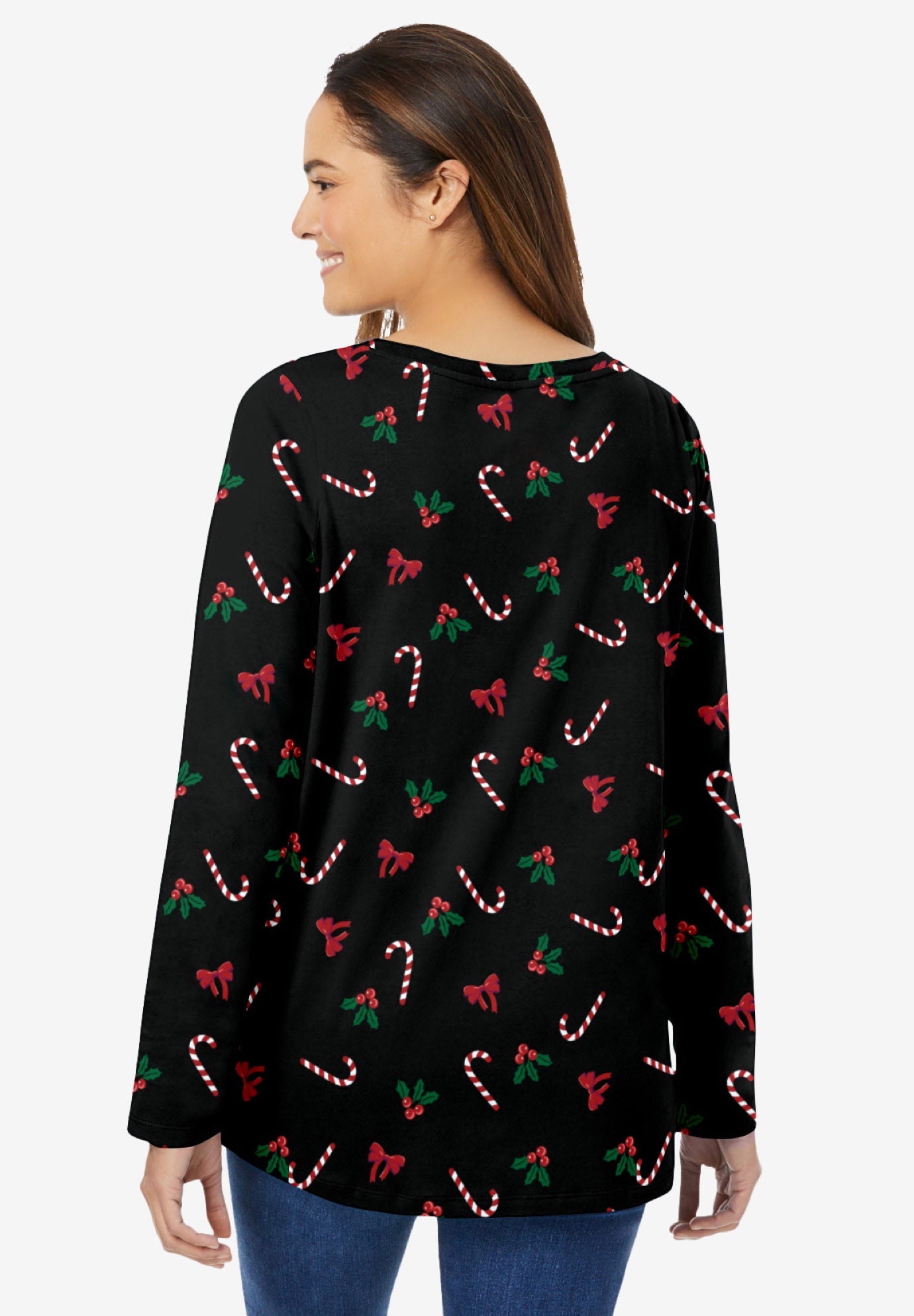 Perfect Printed Long-Sleeve V-Neck Tee image number 1