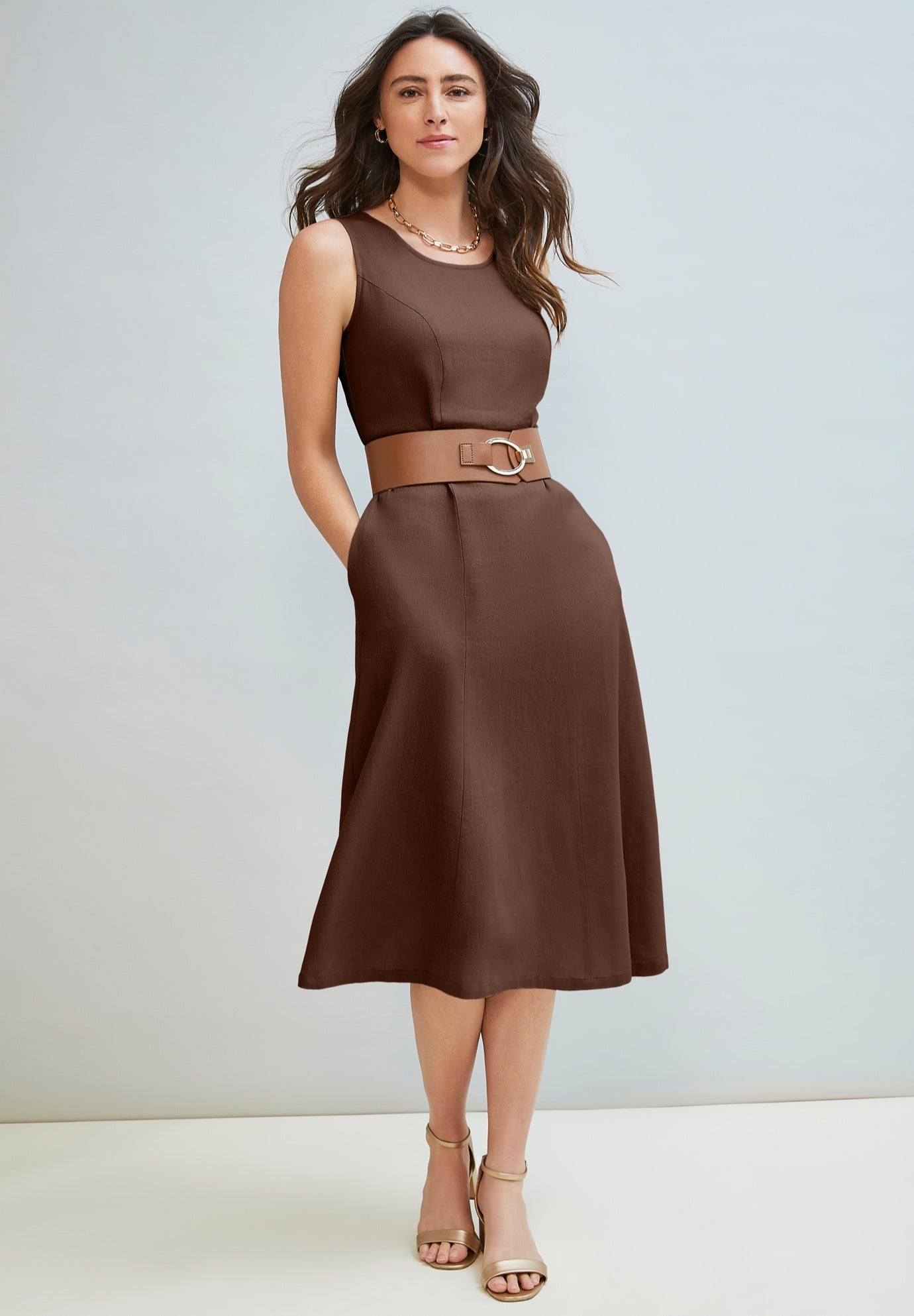 Linen Fit & Flare Dress image number 0