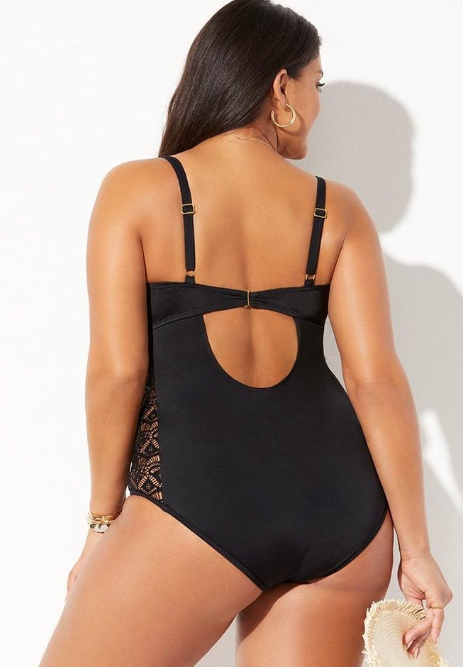 Crochet Underwire One Piece Swimsuit image number 1