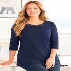 Jolie Braided Neckline Knit Top image number null