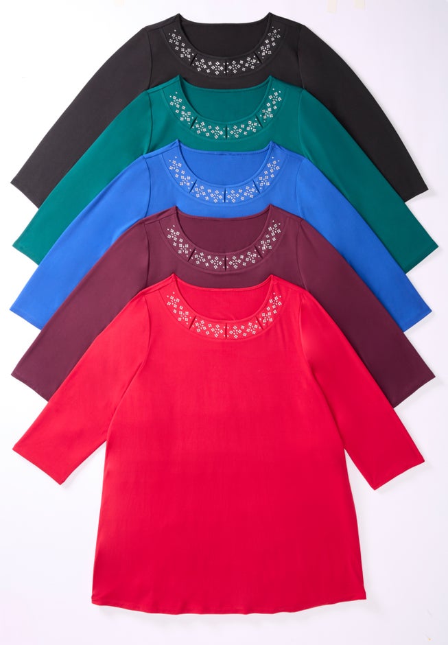 Embellished Stud Neckline Top image number 5