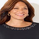 Embellished Stud Neckline Top image number null