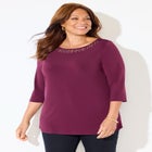 Embellished Stud Neckline Top image number null