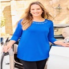 Embellished Stud Neckline Top image number null