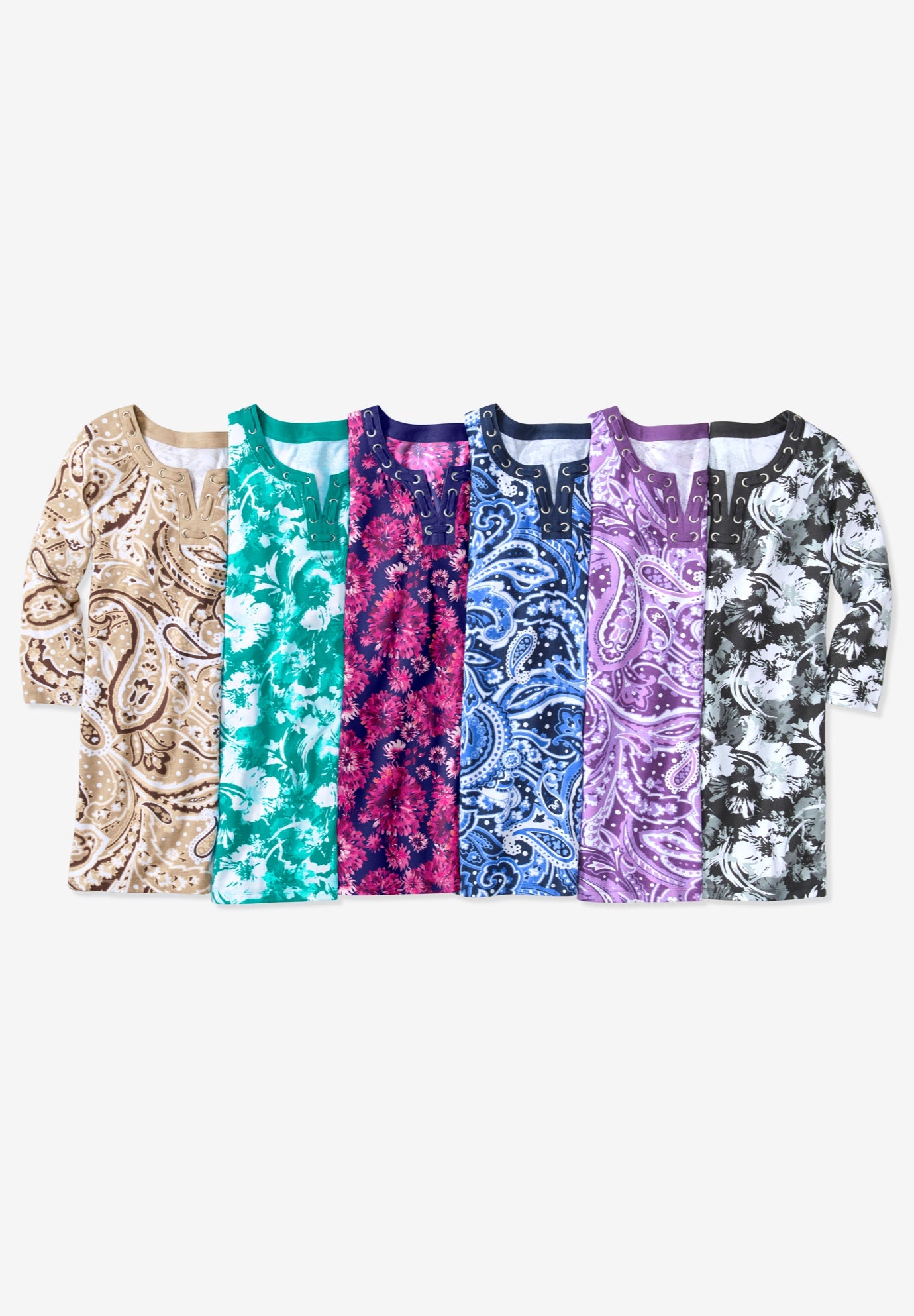 7-Day Three-Quarter Sleeve Grommet Notch Tunic image number 4