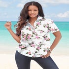 Plus Size Kate Short Sleeve Easy Cotton-Blend Button-Front Shirt image number null