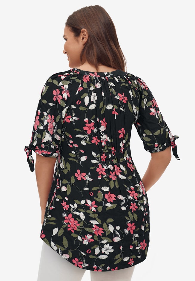 Tie-Sleeve Scoop Neck Tunic image number 1