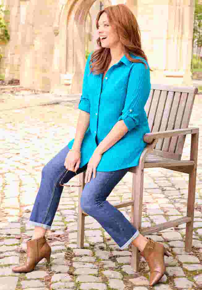 Collared Cable Buttonfront Tunic image number 2