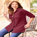 Collared Cable Buttonfront Tunic image number null