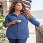 Collared Cable Buttonfront Tunic image number null