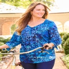 Knit Tie-Sleeve Henley Top image number null