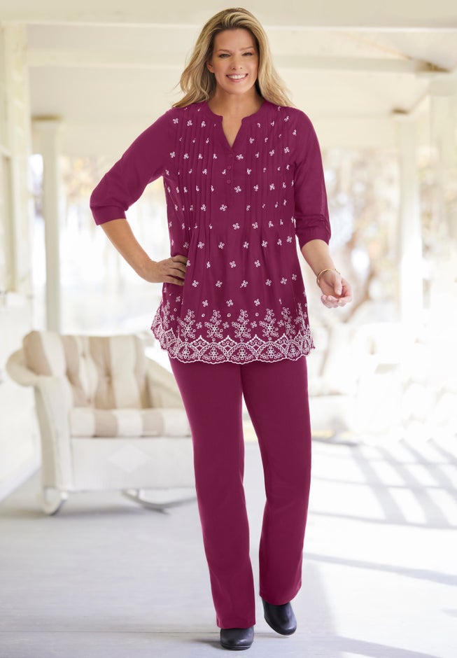 Embroidered Pintuck Tunic image number 3