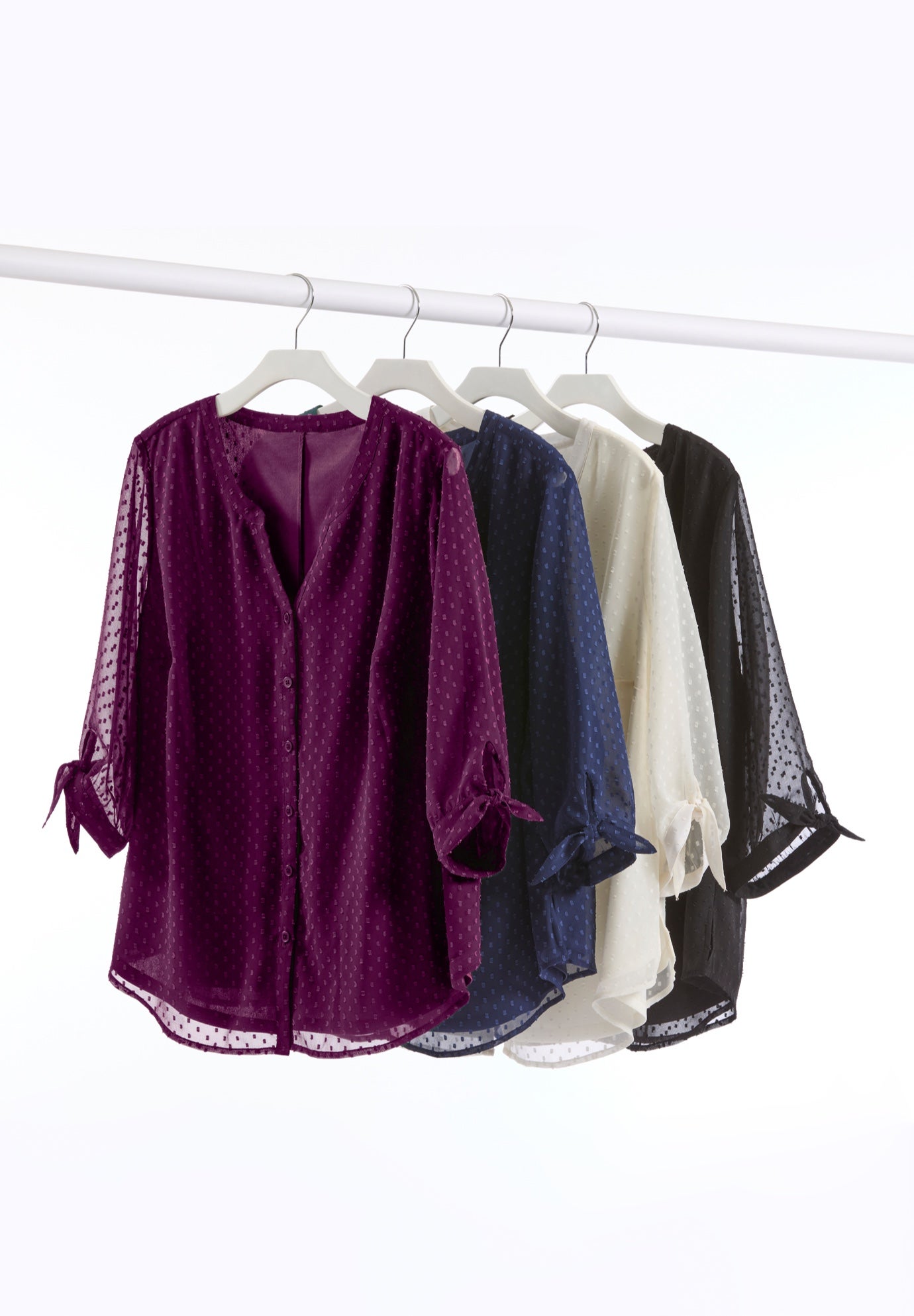 Swiss Dot Tie Sleeve Blouse image number 4