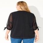 Swiss Dot Tie Sleeve Blouse image number null