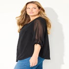 Swiss Dot Tie Sleeve Blouse image number null