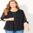 Swiss Dot Tie Sleeve Blouse image number null