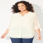 Swiss Dot Tie Sleeve Blouse image number null