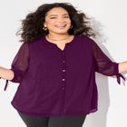 Swiss Dot Tie Sleeve Blouse image number null