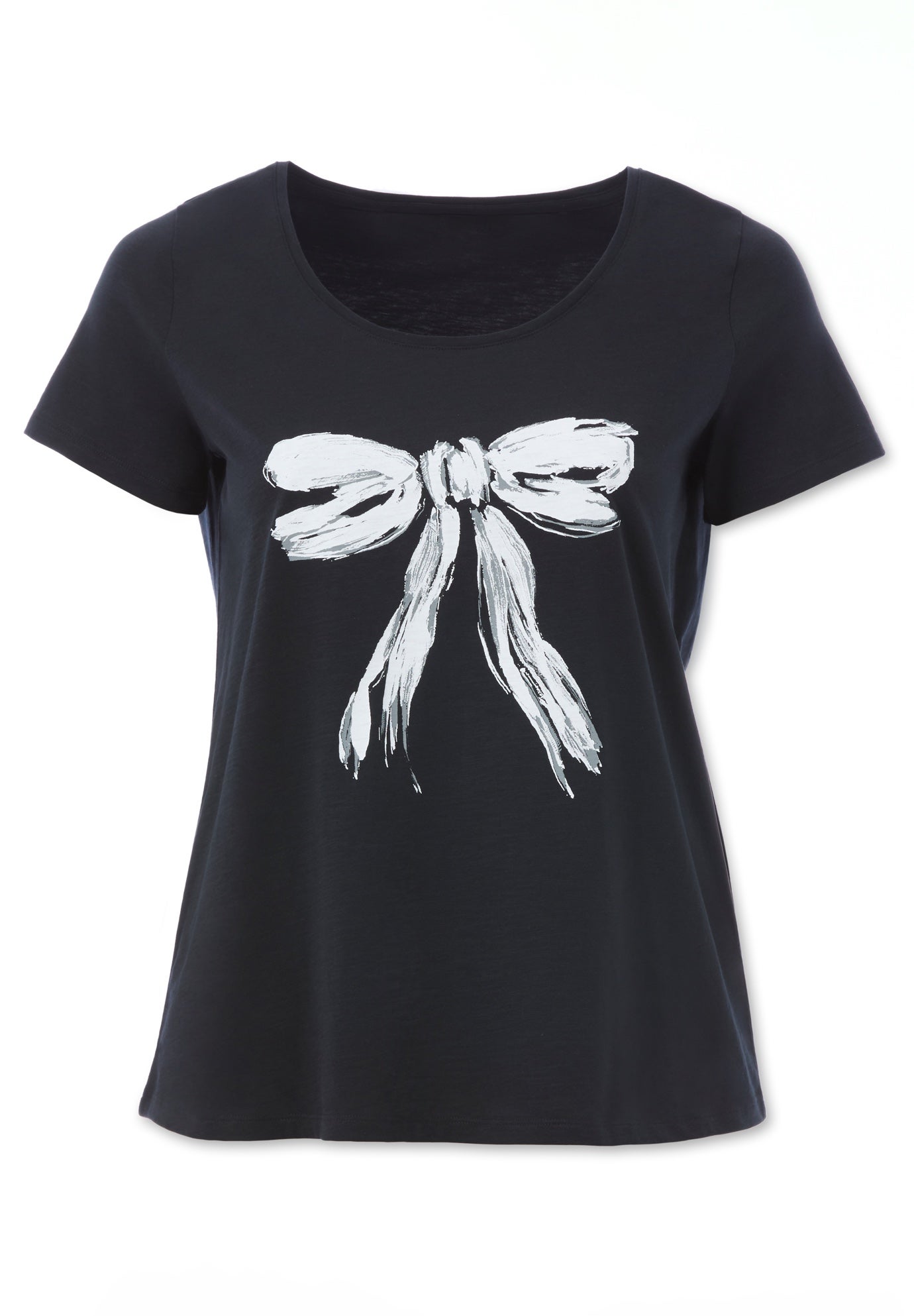 100% Cotton Jersey Slub Scoopneck Short Sleeve Graphic Tee image number 3