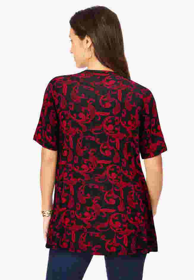 Stretch Knit Cutout Swing Tunic image number 1