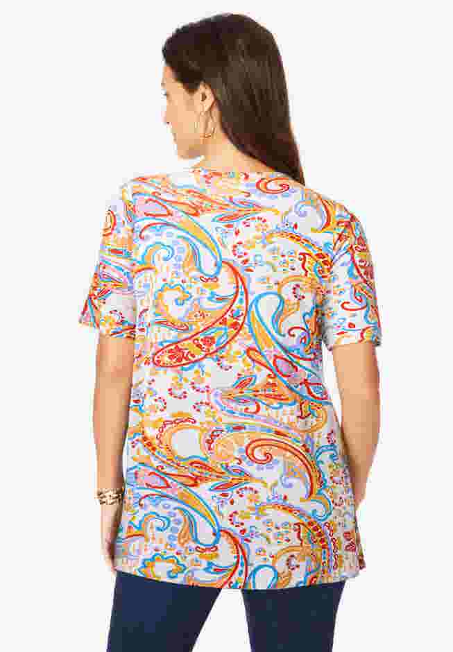 Stretch Knit Cutout Swing Tunic image number 1
