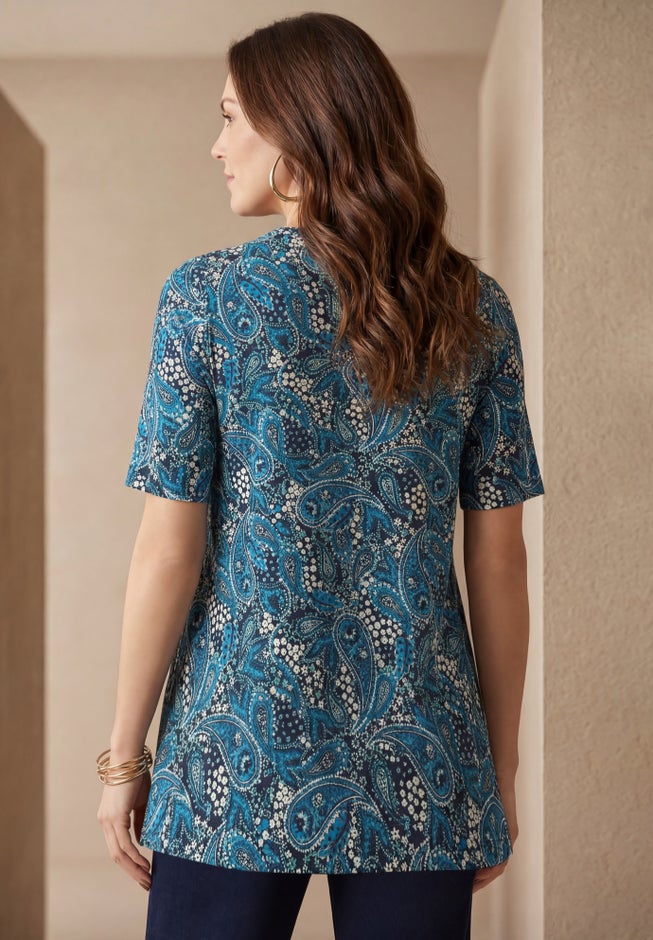 Stretch Knit Cutout Swing Tunic image number 1