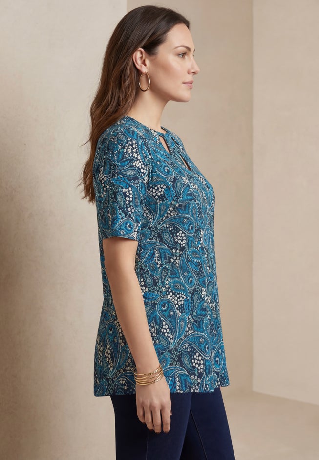 Stretch Knit Cutout Swing Tunic image number 2