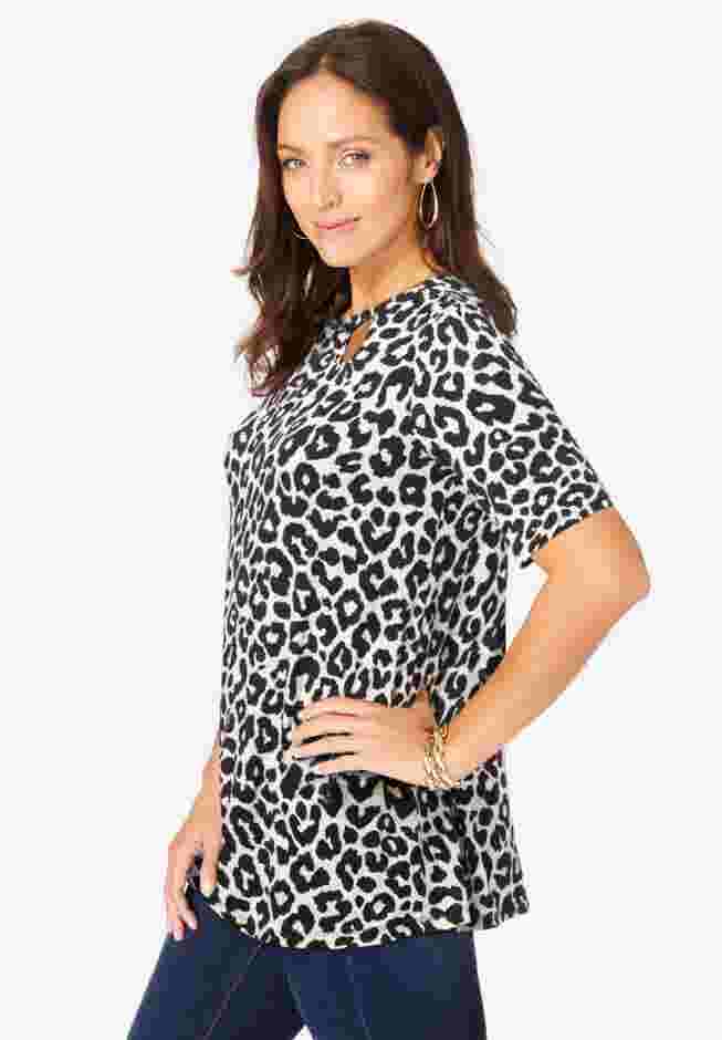 Stretch Knit Cutout Swing Tunic image number 2