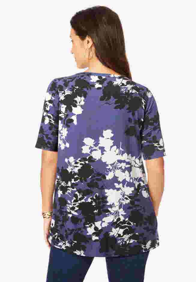 Stretch Knit Cutout Swing Tunic image number 1