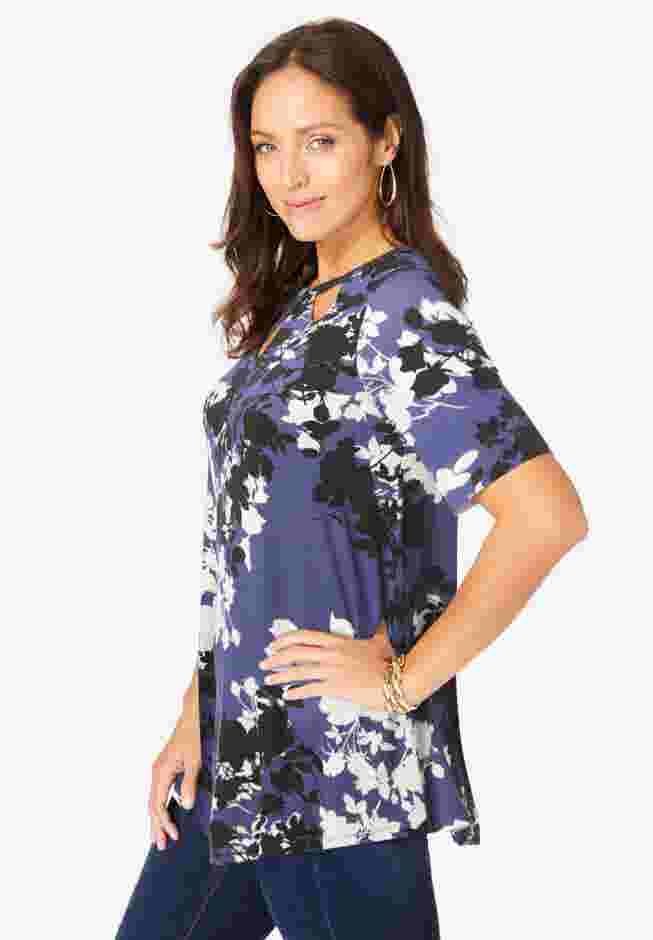 Stretch Knit Cutout Swing Tunic image number 2