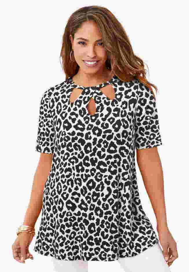 Stretch Knit Cutout Swing Tunic image number 0