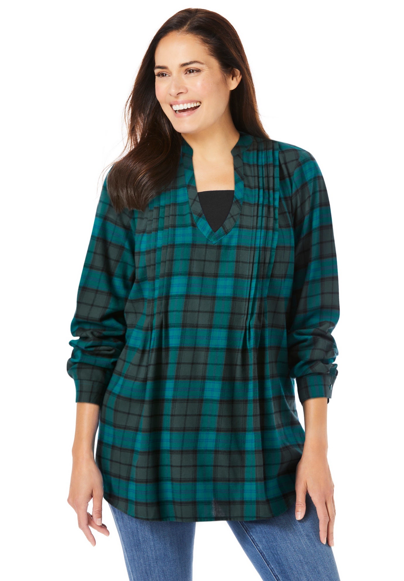 Flannel Tunic With Layered Look image number 1