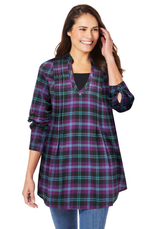 Flannel Tunic With Layered Look image number 1