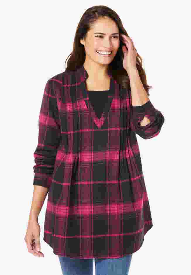 Flannel Tunic With Layered Look image number 4
