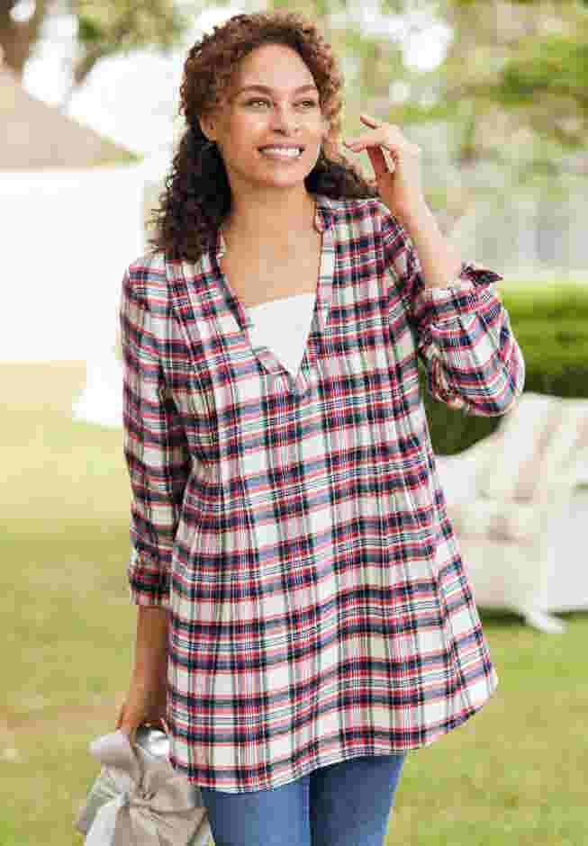 Flannel Tunic With Layered Look image number 6