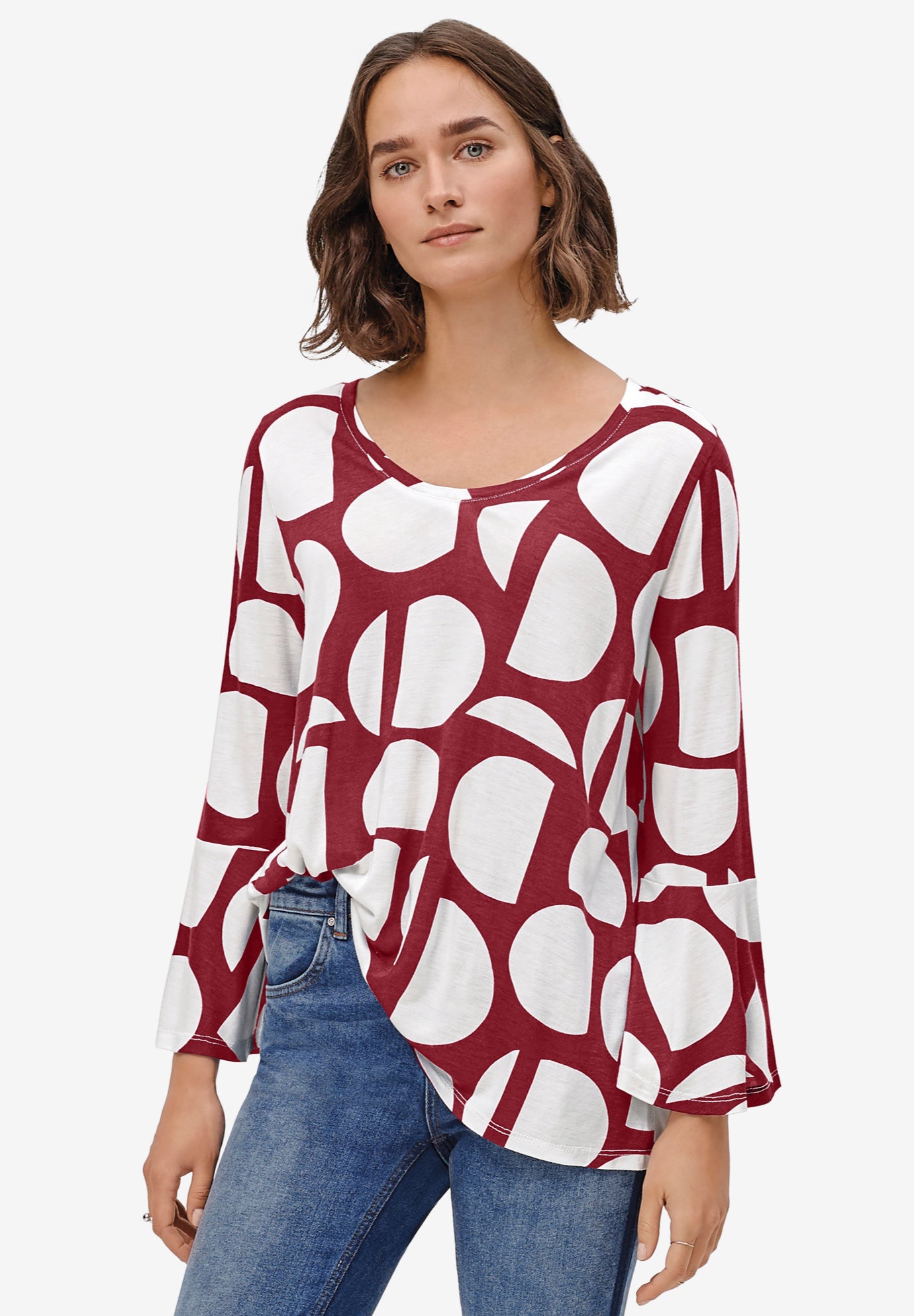 Bell Sleeve A-Line Knit Tunic image number 0