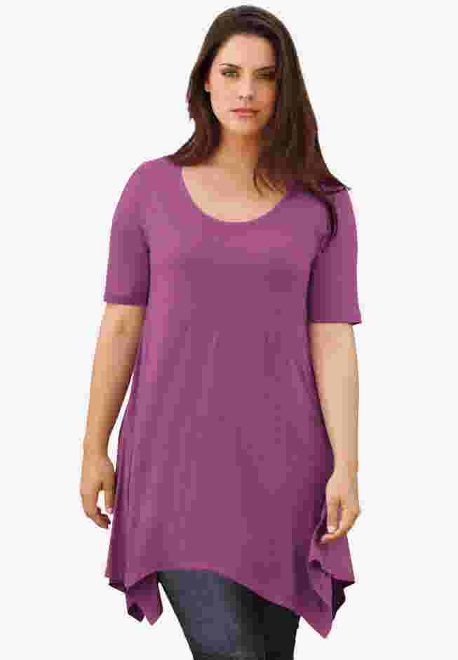 Scoop Neck Hanky Hem Tunic image number 0